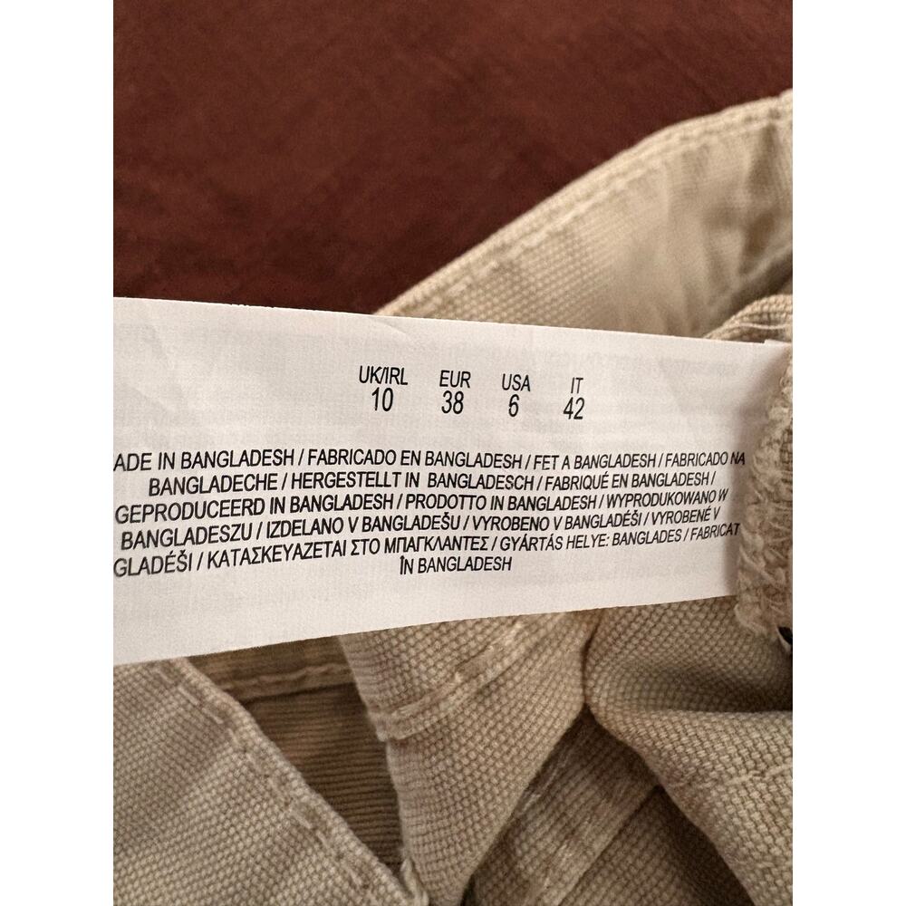 Primark Tan Cargo Pants Utility Gorpcore Straight Leg Cotton Casual Tan Sz 6 - Picture 5 of 7